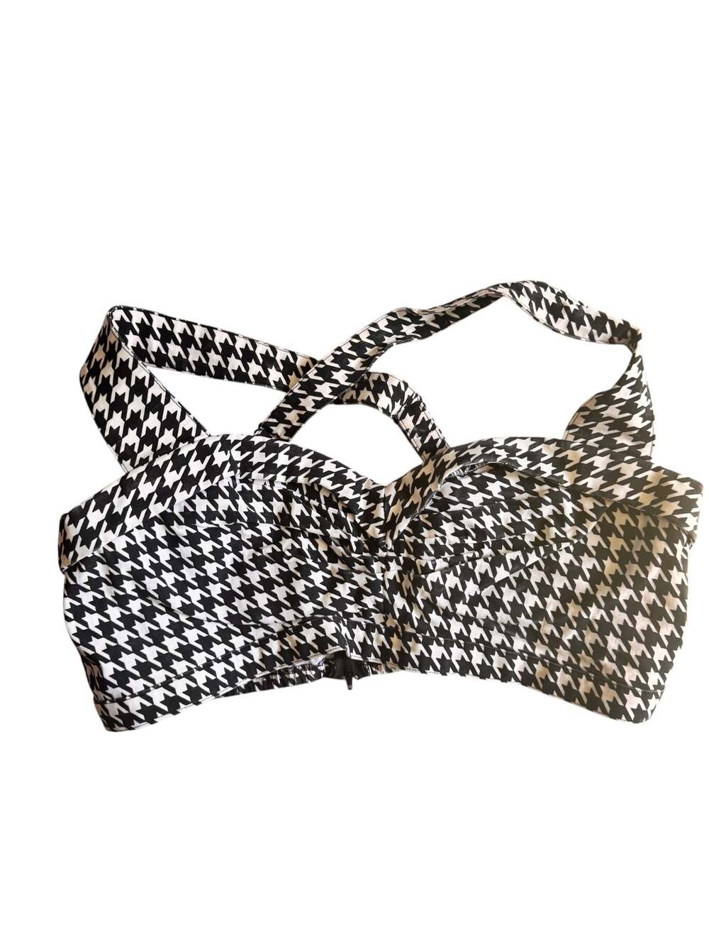 Traci Lords Couture For Every Body Houndstooth Print Cropped Top, Size 3XL